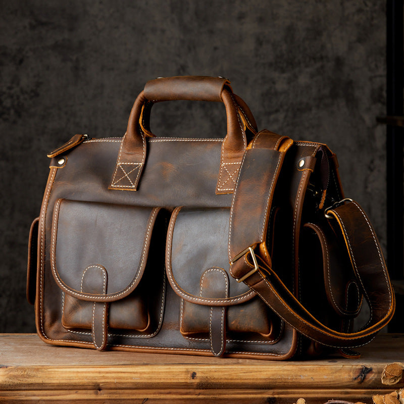 Crazy Horse Leather Messenger Bag-7.3*3*4.8 inch/1.1kg