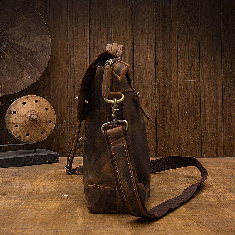 Crazy Horse Leather Crossbody Bag-15*5*11inch/1.2kg