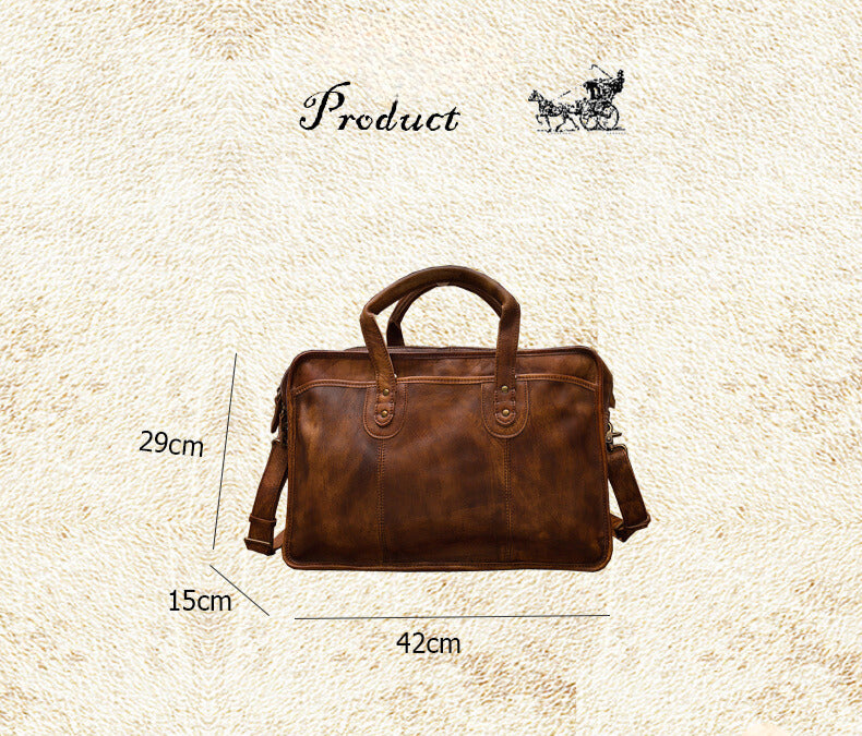 Veg Tan Leather Bag-17*12*6inch/1.1KG