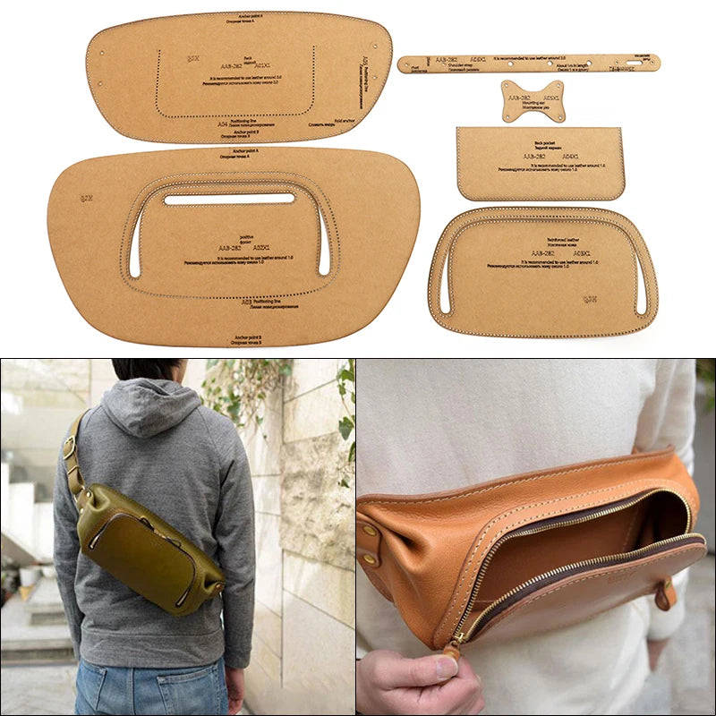 1Set DIY Kraft Paper Template New Fashion Chest Bag Shoulder Bag Leather Craft Pattern DIY Stencil Sewing Pattern 38cm*17.5cm