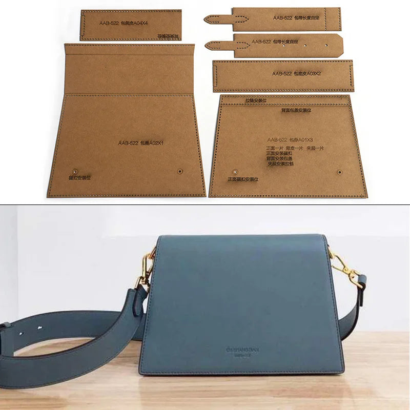 DIY Handmade Leather Messenger Bag Kraft Paper Template