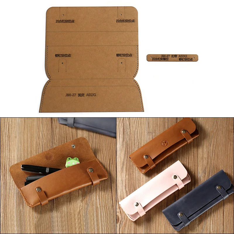 Personality Pencil Case Stationery Box Sewing Pattern Hard Kraft Paper DIY Template 19cm*7cm Design