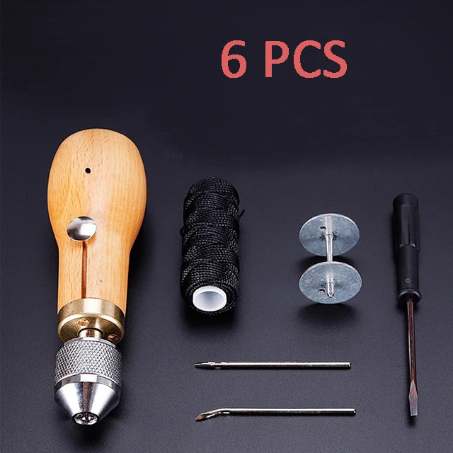 DIY Leather Sewing Awl Kit Waxed Thread Hand Sewing Tools Leather Craft Edge Stitching Belt Strips Shoemaker Canvas Repair Tools