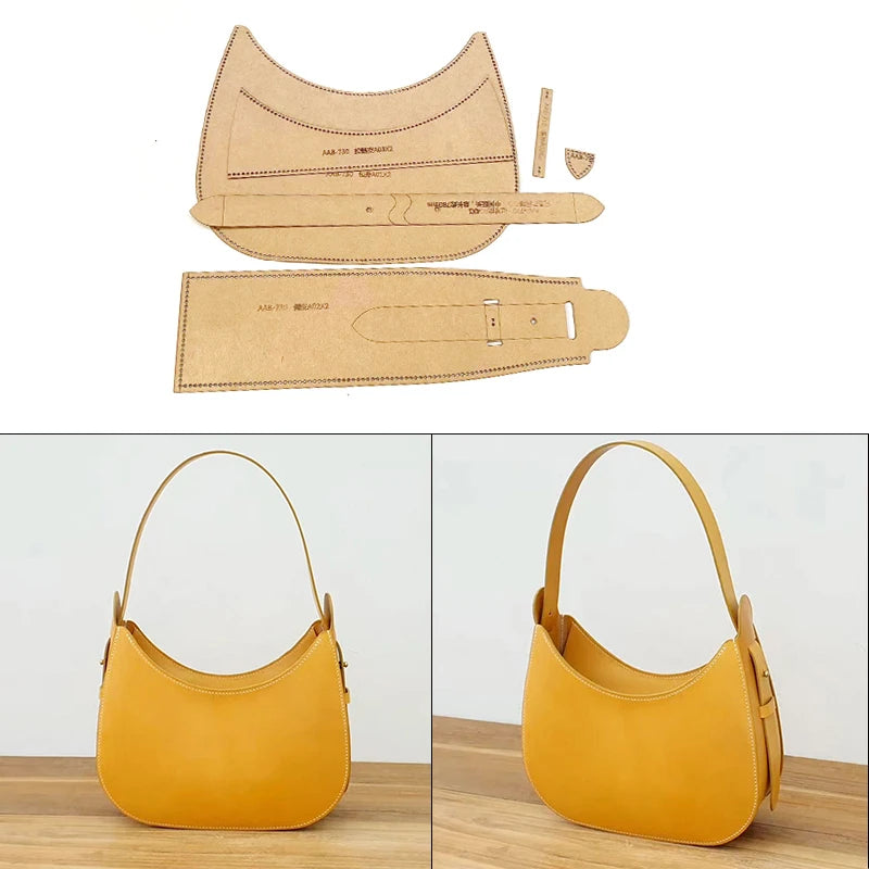 Leather Handmade Pattern Hand Fashion Underarm Shoulder bag Kraft Paper Leather Template DIY Craf 25x20cm