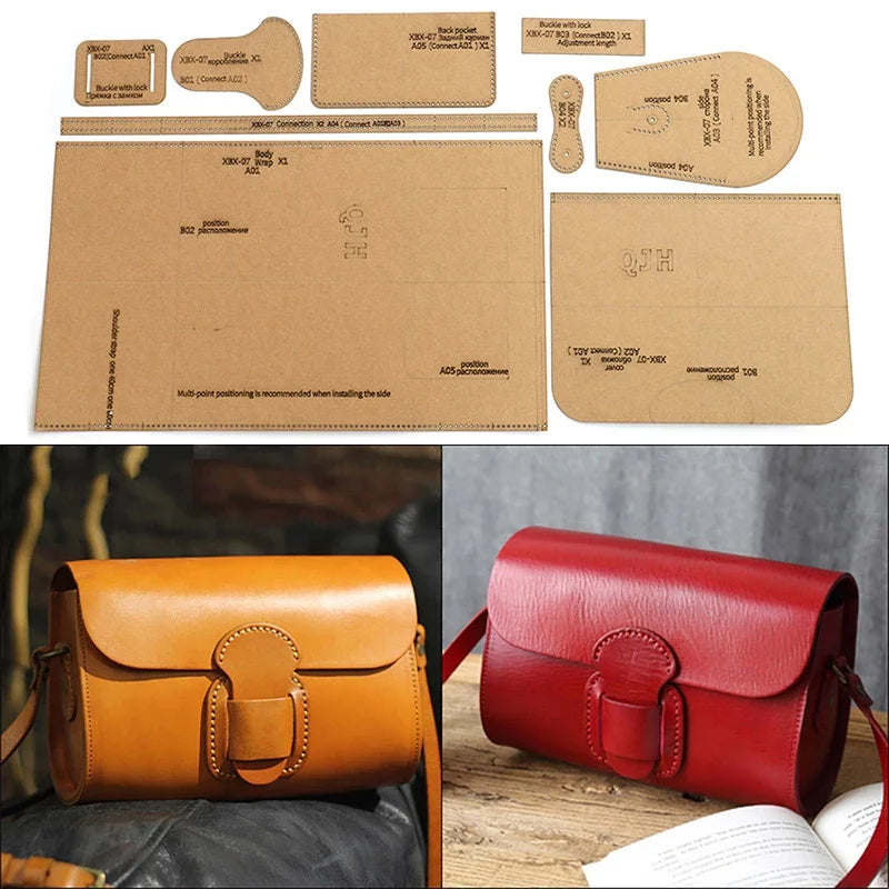 Shoulder Bag Crossbody Bag Leather Craft Pattern DIY Stencil Sewing Pattern